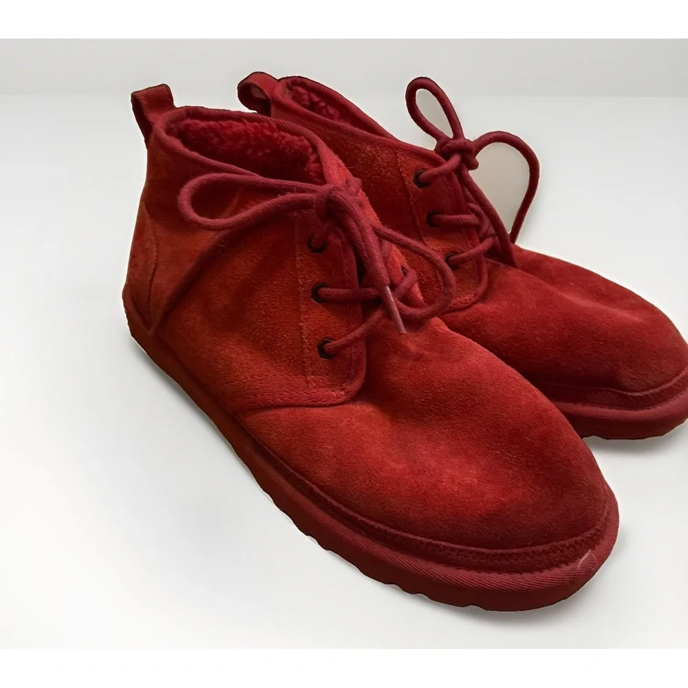 UGG Men's Neumel Red Suede Lace Ankle Slip On Boots Size 10 US